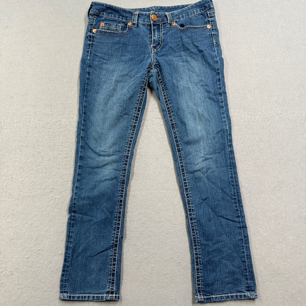 Seven7 Jeans Womens 12 Blue Medium Wash Slim Straight Skinny Double 7 Pockets‎